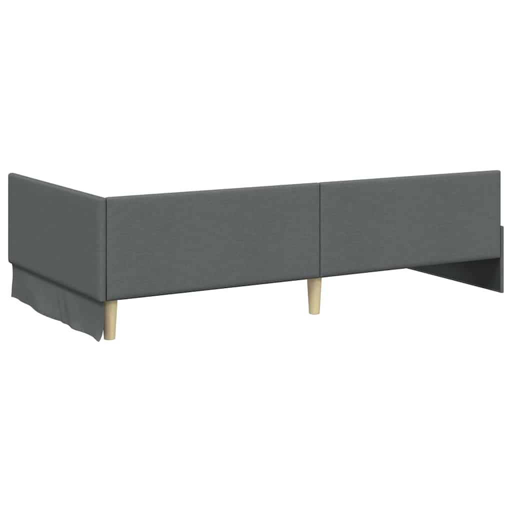 Corner Bed Frame with Headboard Dark grey 100 x 200 cm