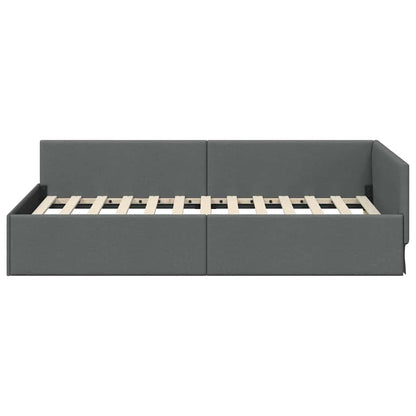 Corner Bed Frame with Headboard Dark grey 100 x 200 cm