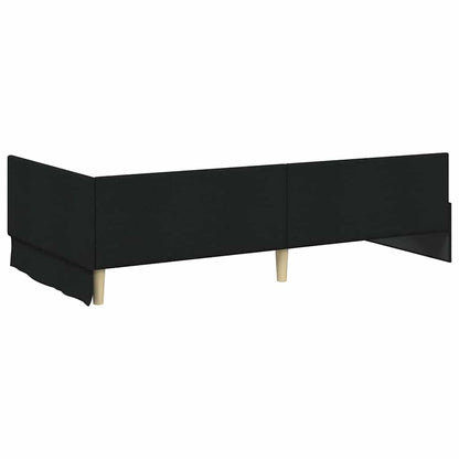 Corner Bed Frame Black 100 x 200 cm Fabric and Engineered wood