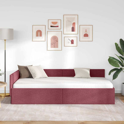 Corner Bed Frame with Headboard Wine red 100 x 200 cm