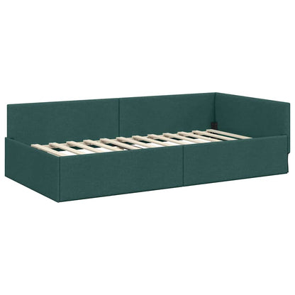 Corner Bed Frame with Headboard Dark green 100 x 200 cm