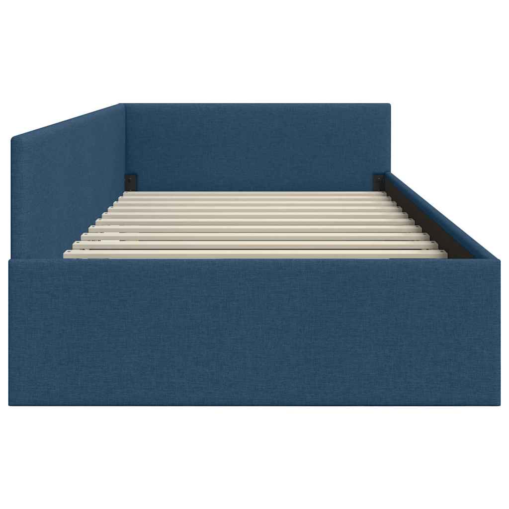 Corner Bed Frame Blue 100 x 200 cm Fabric and Engineered wood
