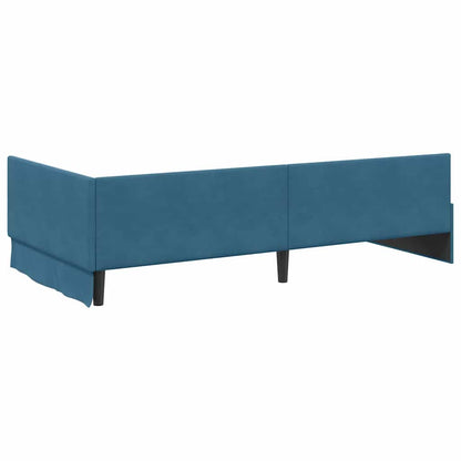 Corner Bed Frame Blue 80 x 200 cm Velvet and Engineered wood
