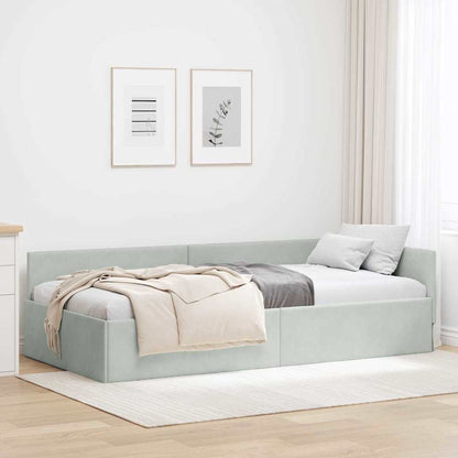 Corner Bed Frame with Headboard Light grey 80 x 200 cm
