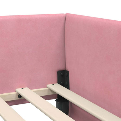 Corner Bed Frame Pink 80 x 200 cm Velvet and Engineered wood