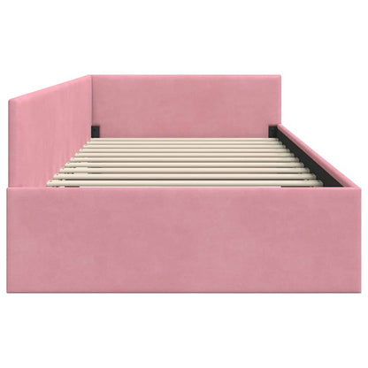 Corner Bed Frame Pink 80 x 200 cm Velvet and Engineered wood