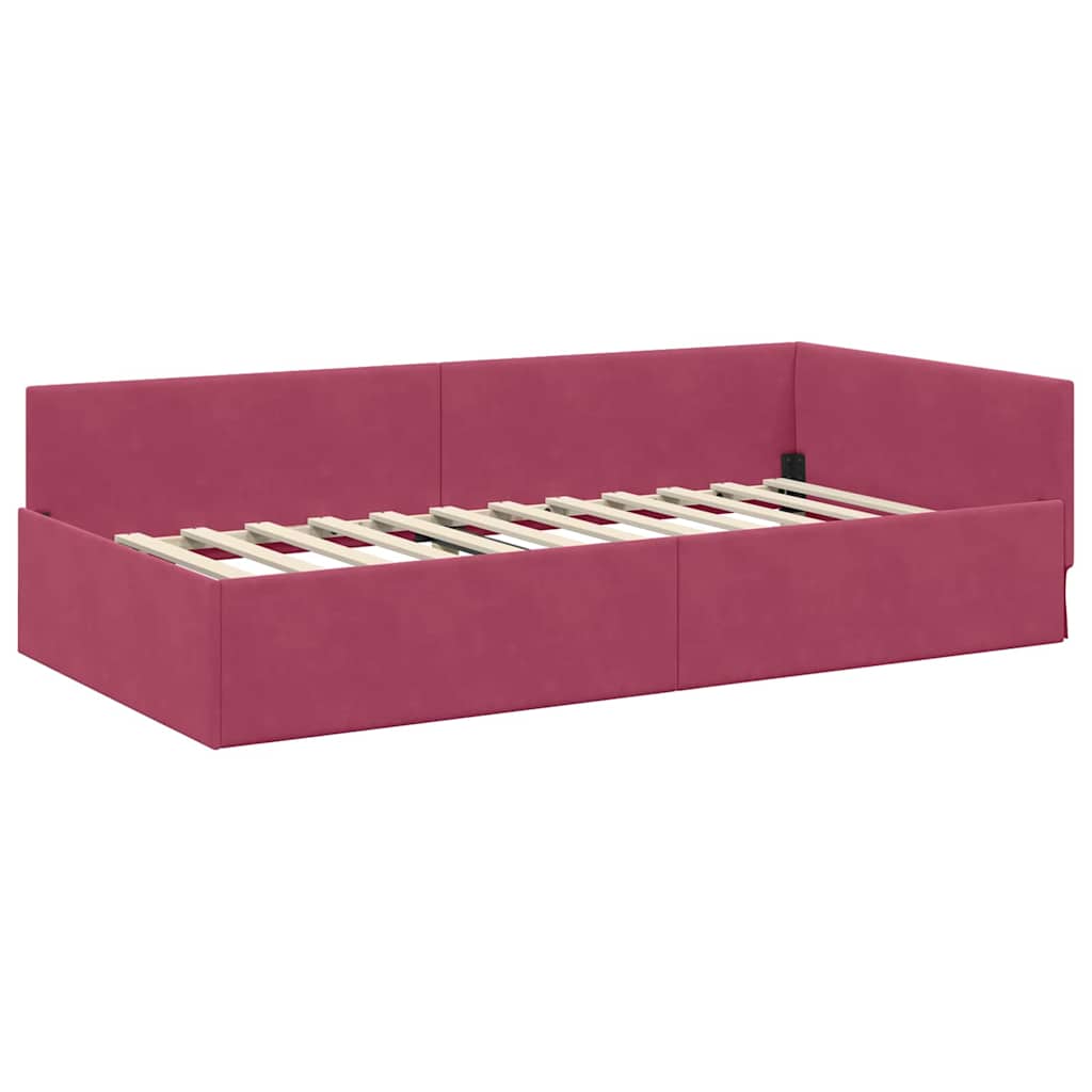 Corner Bed Frame with Headboard Wine red 80 x 200 cm