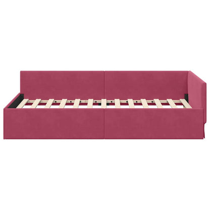 Corner Bed Frame with Headboard Wine red 80 x 200 cm