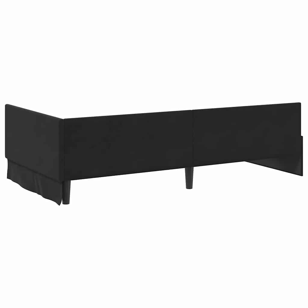 Corner Bed Frame Black 80 x 200 cm Velvet and Engineered wood