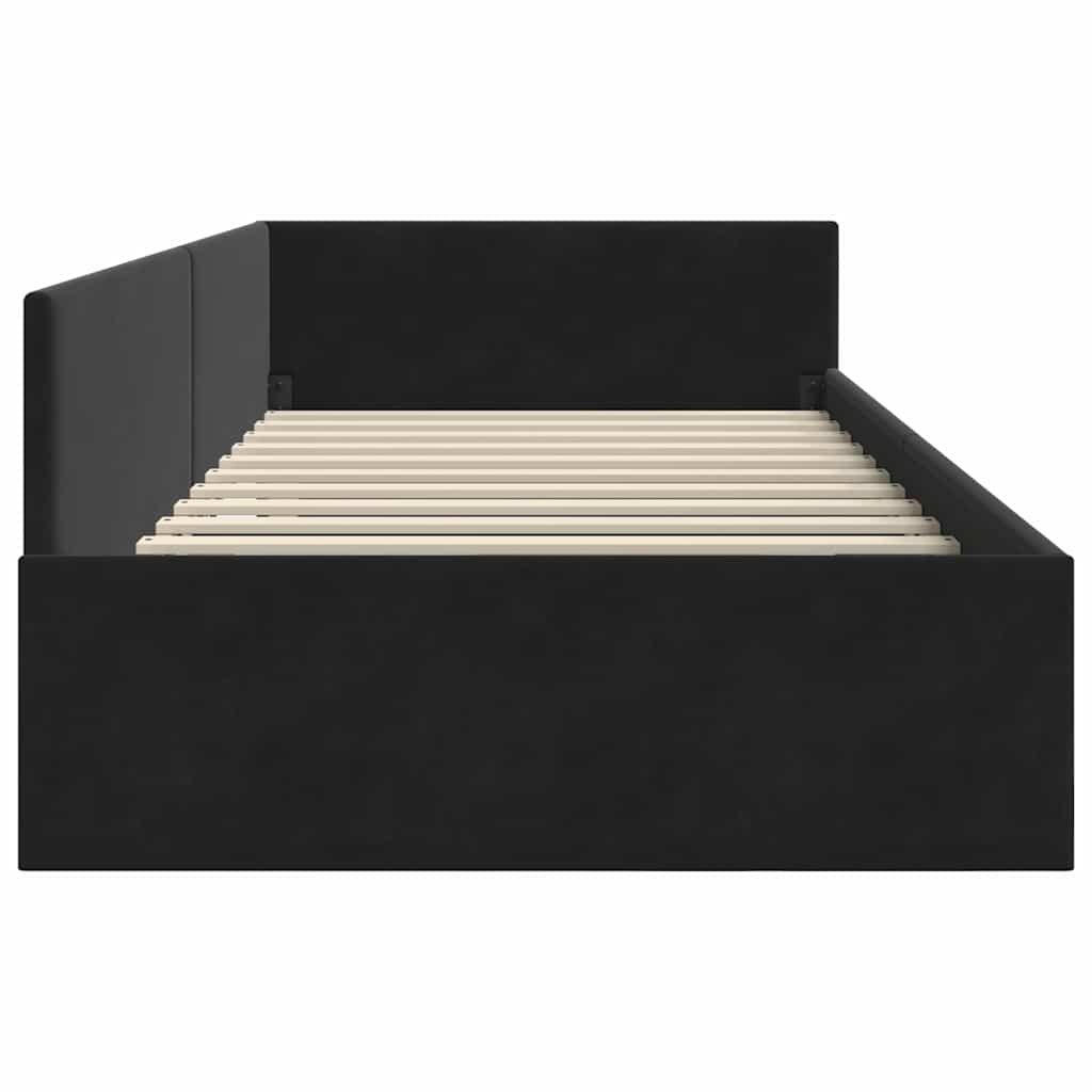 Corner Bed Frame Black 80 x 200 cm Velvet and Engineered wood