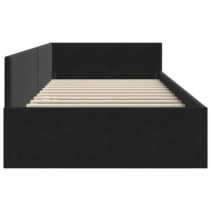 Corner Bed Frame Black 80 x 200 cm Velvet and Engineered wood