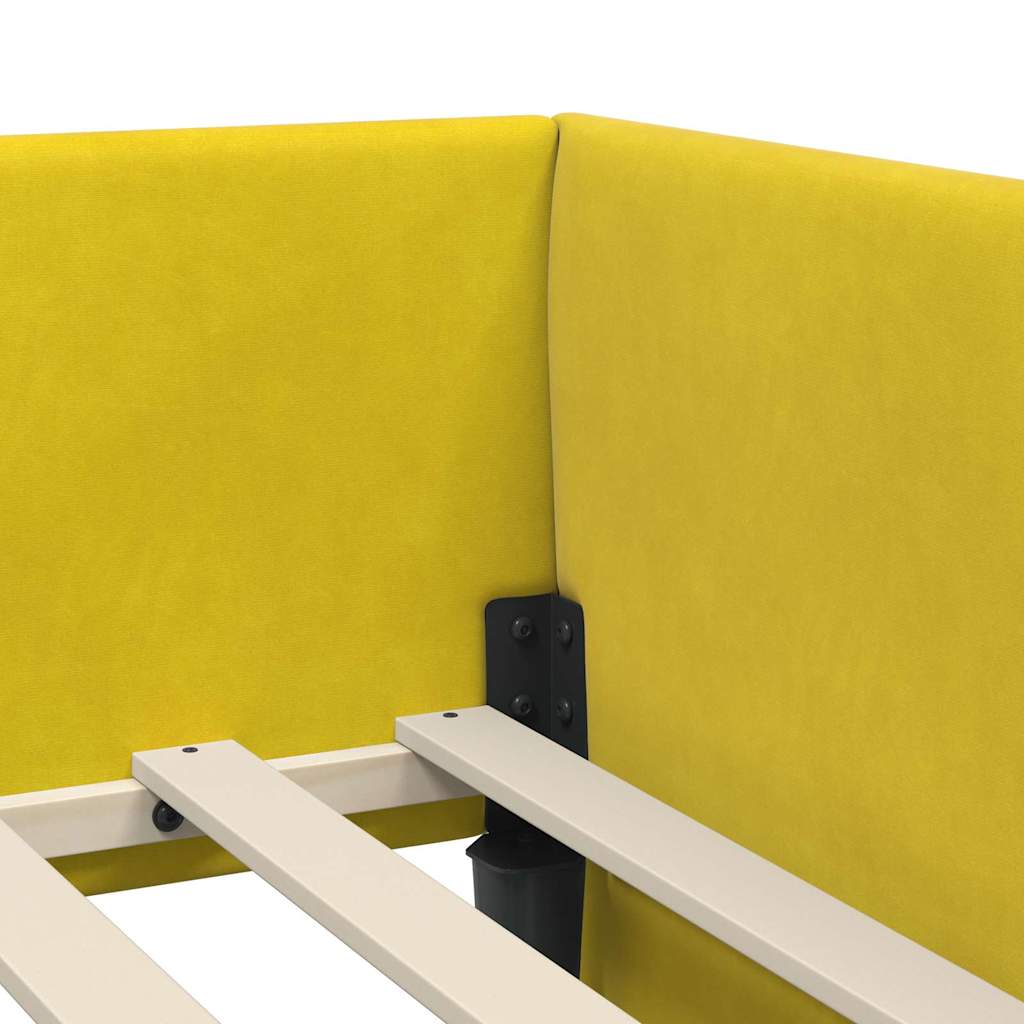 Corner Bed Frame Yellow 80 x 200 cm Velvet and Engineered wood