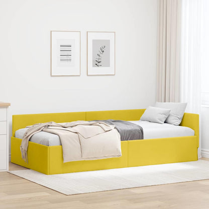 Corner Bed Frame Yellow 80 x 200 cm Velvet and Engineered wood