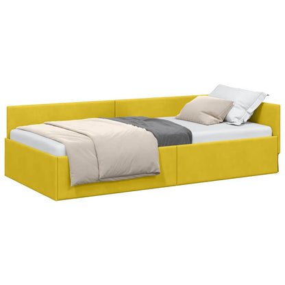 Corner Bed Frame Yellow 80 x 200 cm Velvet and Engineered wood