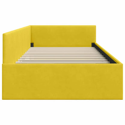 Corner Bed Frame Yellow 80 x 200 cm Velvet and Engineered wood