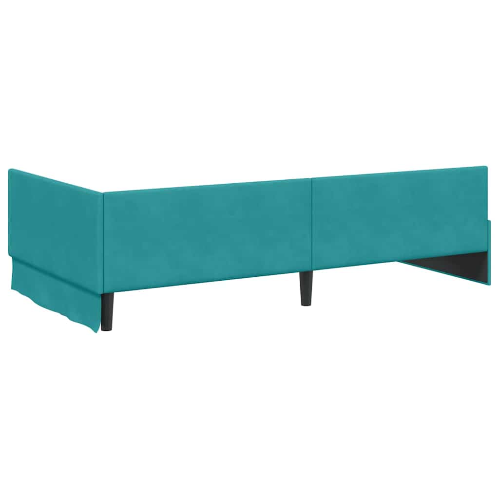 Corner Bed Frame with Headboard Turquoise 80 x 200 cm