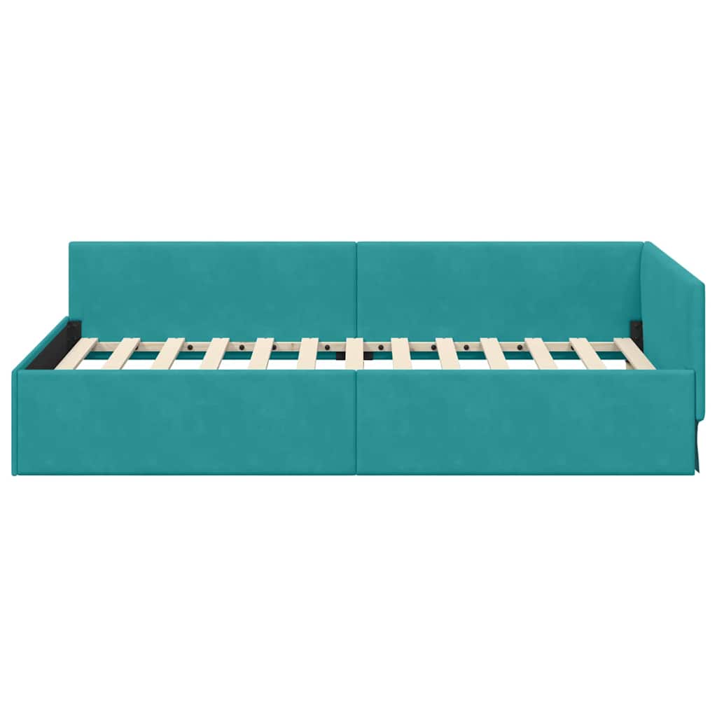 Corner Bed Frame with Headboard Turquoise 80 x 200 cm