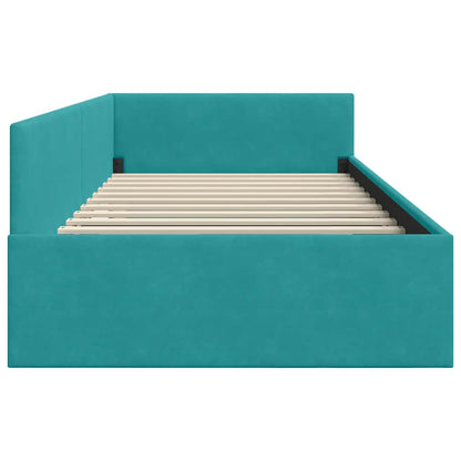Corner Bed Frame with Headboard Turquoise 80 x 200 cm
