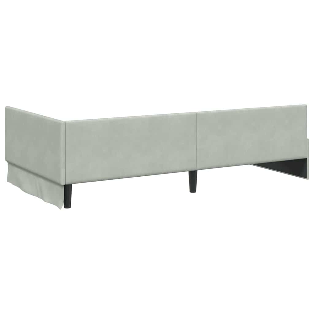 Corner Bed Frame with Headboard Light grey 90 x 190 cm