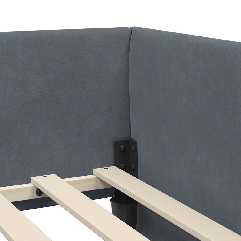 Corner Bed Frame with Headboard Dark grey 90 x 190 cm