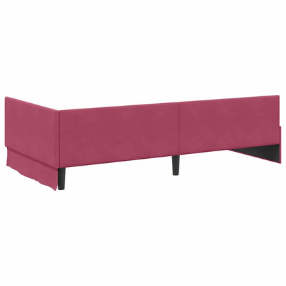 Corner Bed Frame with Headboard Wine red 90 x 190 cm