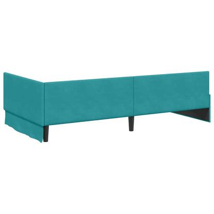 Corner Bed Frame with Headboard Turquoise 90 x 190 cm
