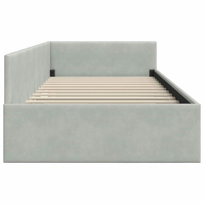Corner Bed Frame with Headboard Light grey 90 x 200 cm