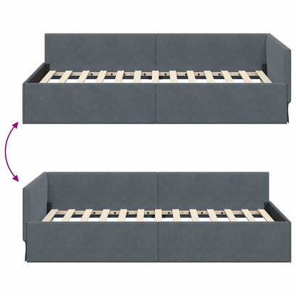 Corner Bed Frame Other with Headboard Dark grey 90 x 200 cm