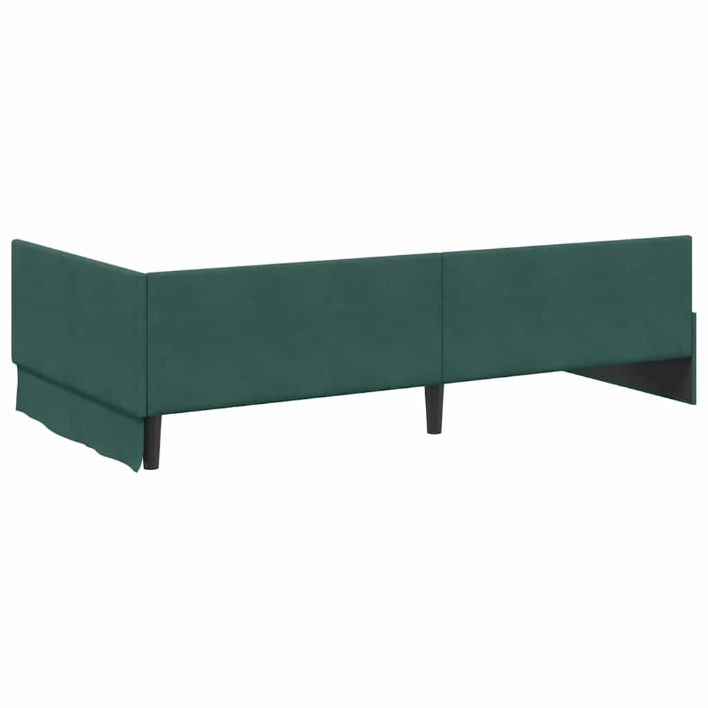 Corner Bed Frame with Headboard Dark green 90 x 200 cm