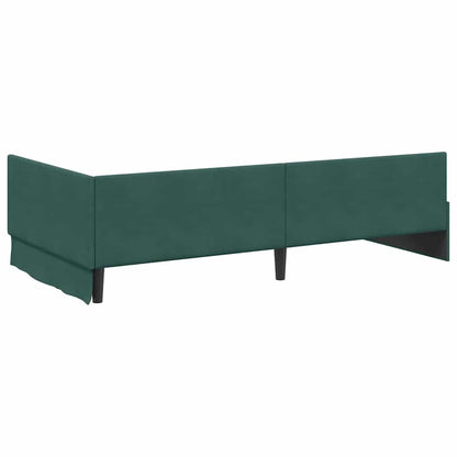 Corner Bed Frame with Headboard Dark green 90 x 200 cm