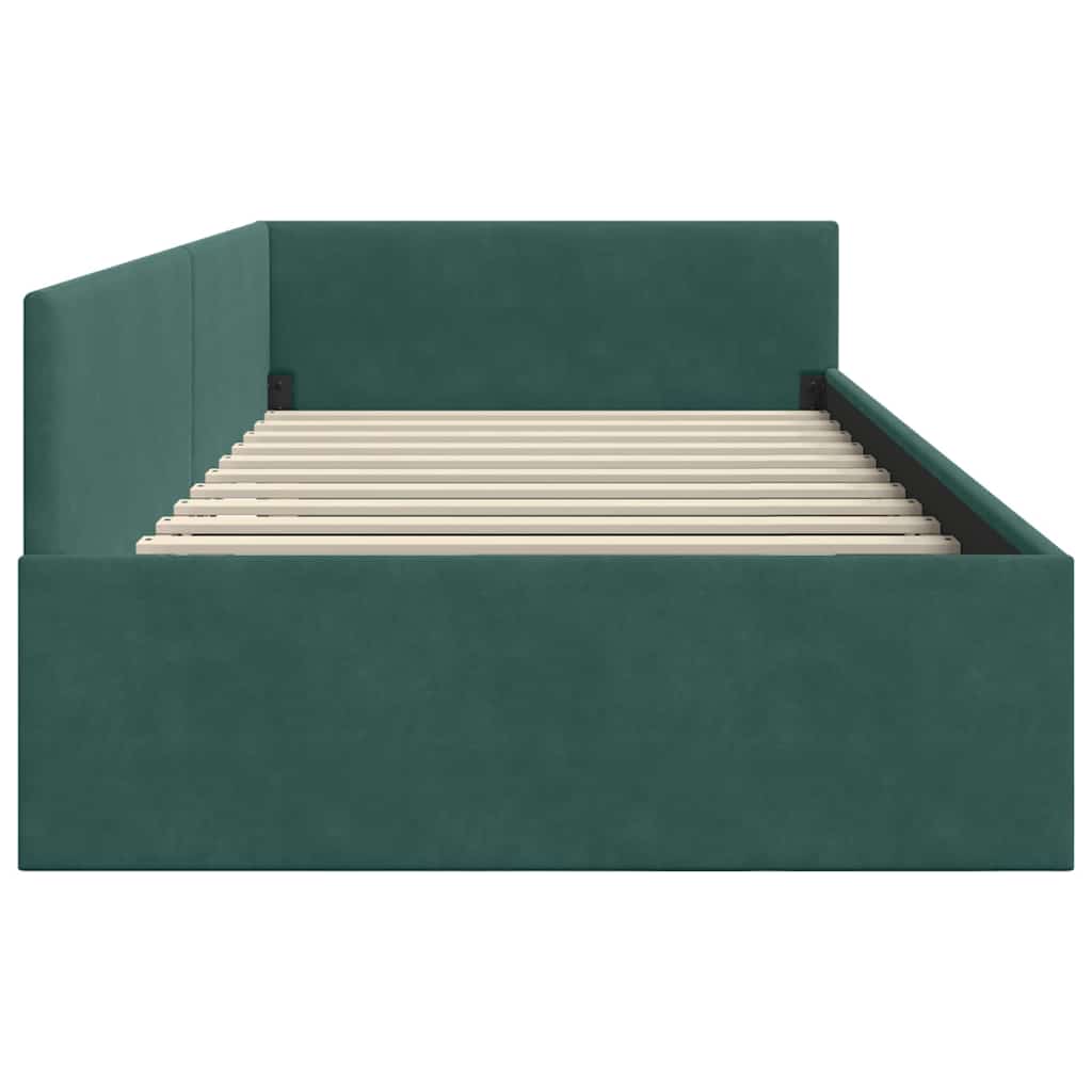 Corner Bed Frame with Headboard Dark green 90 x 200 cm