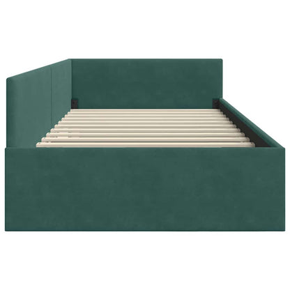 Corner Bed Frame with Headboard Dark green 90 x 200 cm