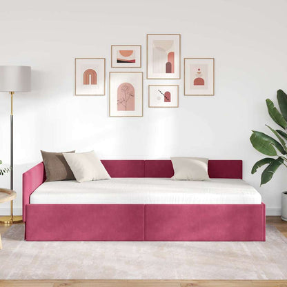 Corner Bed Frame with Headboard Wine red 90 x 200 cm