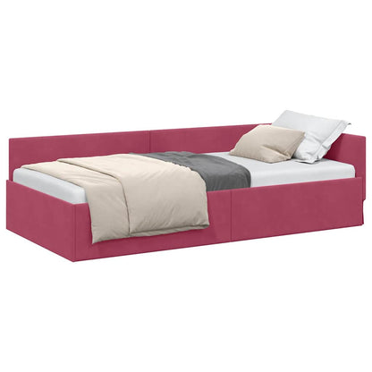 Corner Bed Frame with Headboard Wine red 90 x 200 cm