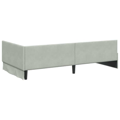 Corner Bed Frame with Headboard Light grey 100 x 200 cm