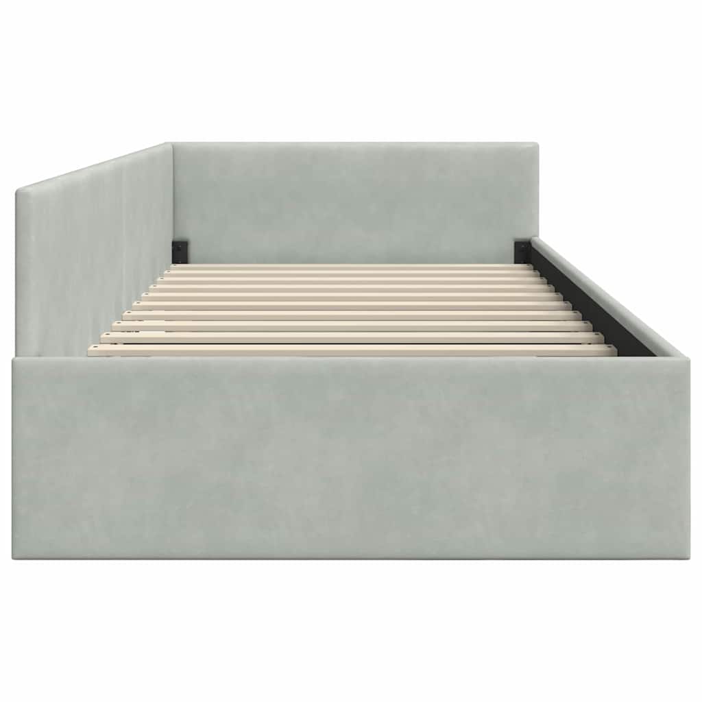 Corner Bed Frame with Headboard Light grey 100 x 200 cm