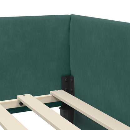Corner Bed Frame with Headboard Dark green 100 x 200 cm