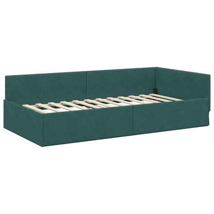 Corner Bed Frame with Headboard Dark green 100 x 200 cm