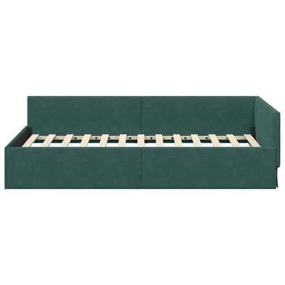 Corner Bed Frame with Headboard Dark green 100 x 200 cm