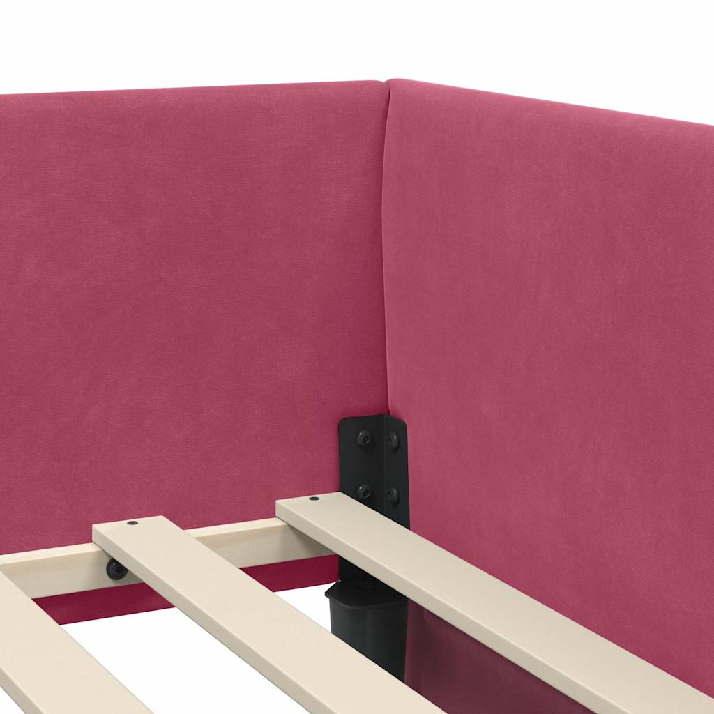 Corner Bed Frame with Headboard Wine red 100 x 200 cm
