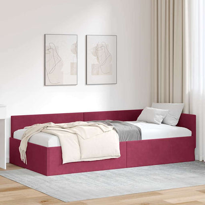 Corner Bed Frame with Headboard Wine red 100 x 200 cm