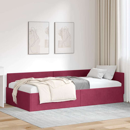 Corner Bed Frame with Headboard Wine red 100 x 200 cm