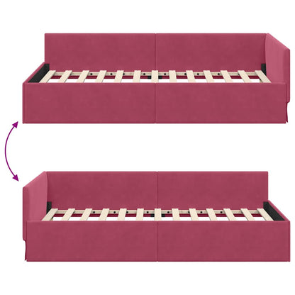 Corner Bed Frame with Headboard Wine red 100 x 200 cm