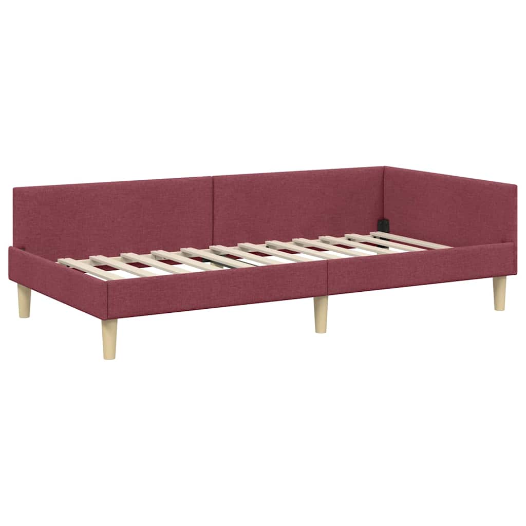 Corner Bed Frame Other with Headboard Wine red 80 x 200 cm