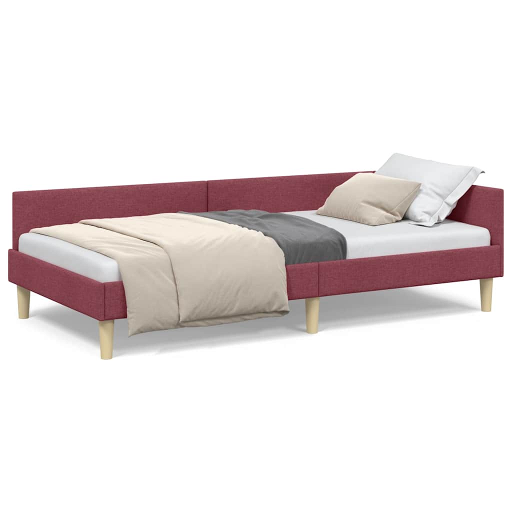 Corner Bed Frame Other with Headboard Wine red 80 x 200 cm