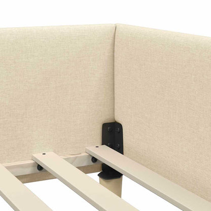 Corner Bed Frame with Headboard Cream 80 x 200 cm Fabric