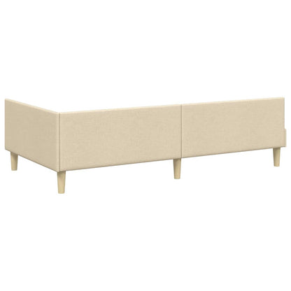 Corner Bed Frame with Headboard Cream 80 x 200 cm Fabric