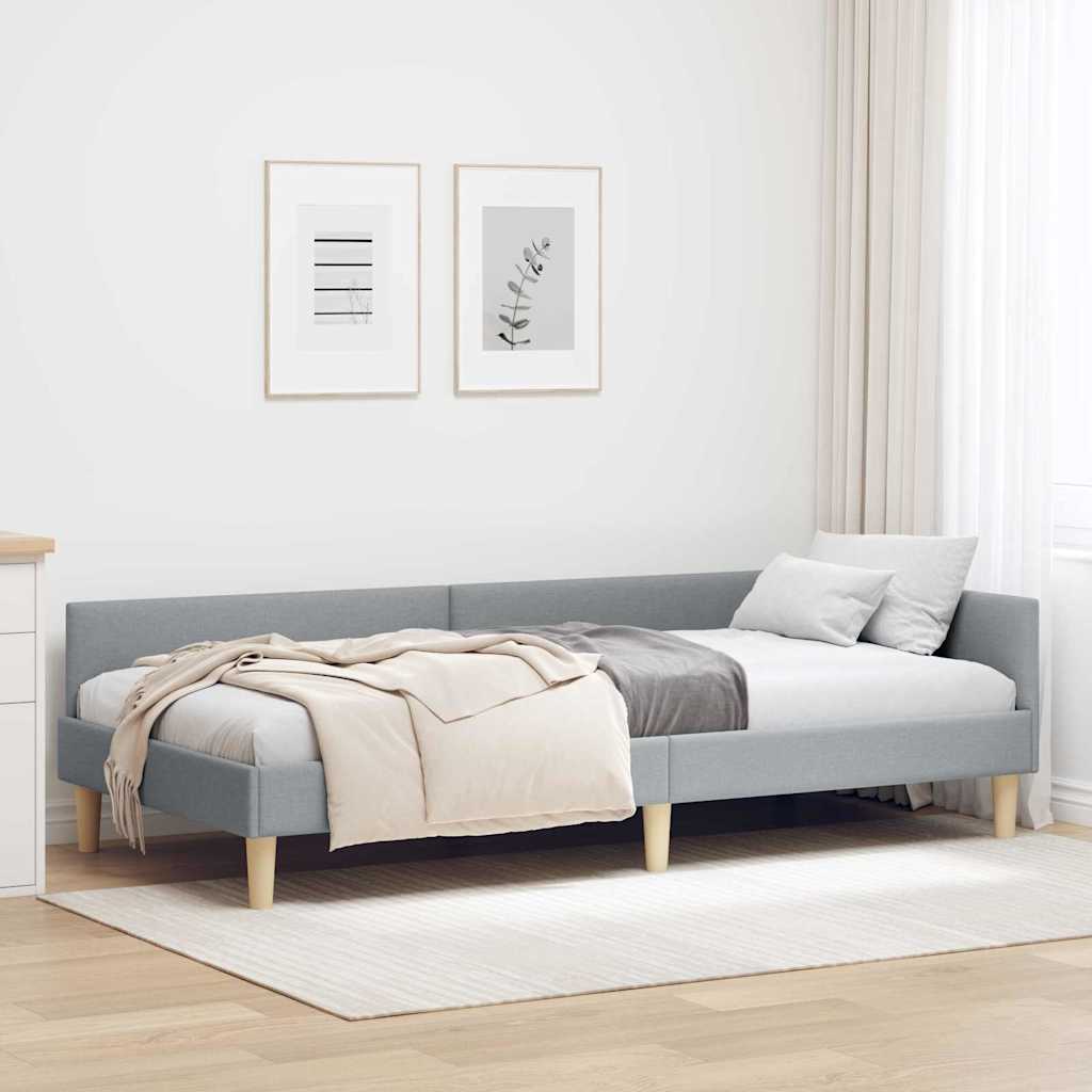Corner Bed Frame Other with Headboard Light grey 90 x 190 cm
