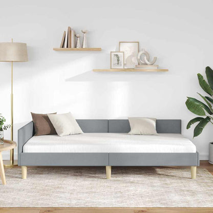 Corner Bed Frame Other with Headboard Light grey 90 x 190 cm