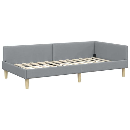 Corner Bed Frame Other with Headboard Light grey 90 x 190 cm